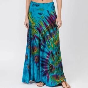 VAJRA Collection Tie Dye Skirt in Turquoise multi-color Print Womens Size Medium
